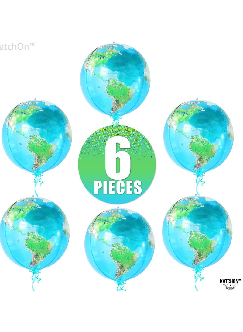 KATCHON Globe Balloons for Earth Day Decorations - Huge 22 Inch, Pack of 6 | 4D World Map Balloons | Earth Balloons for Party | World Balloons for Globe Decorations, Bon Voyage Party Decorations - Image 5